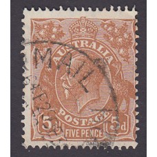 Australian    King George V    5d Brown   C of A WMK  Plate Variety 3R48..